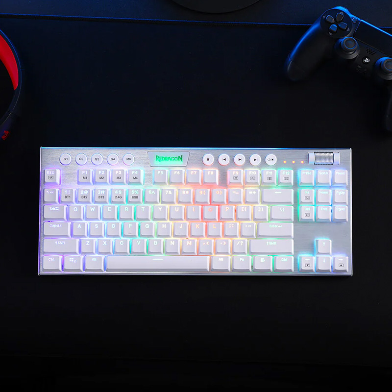 REDRAGON HORUS 87KEY RGB LED SUPER-SLIM ALU FRAME - White - Image 6