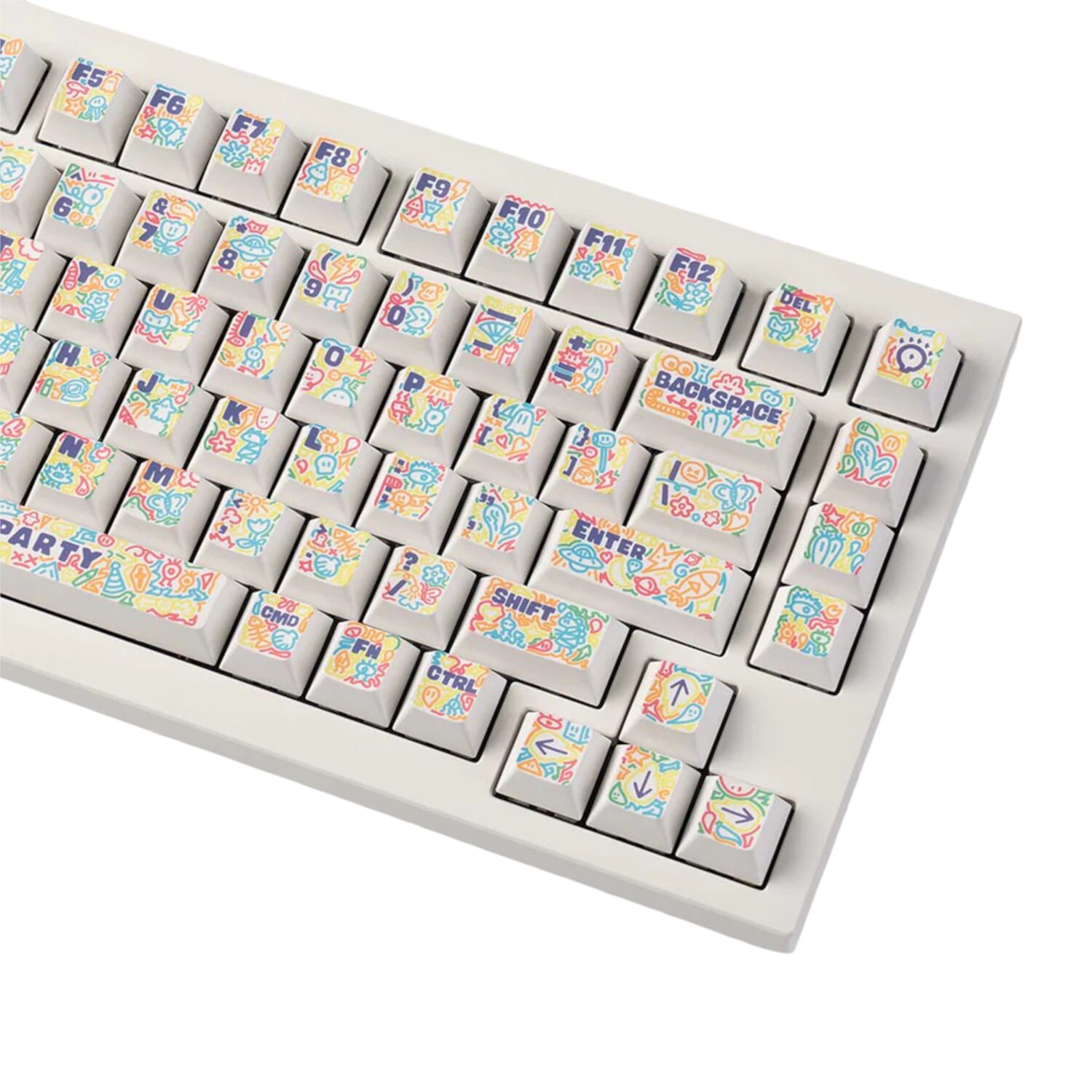Keychron Graffiti Party – Cherry Profile Dye-Sub PBT Full Keycap Set (140 Keys, MX-Compatible) - Image 4