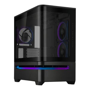 Asus Prime AP202 ARGB Curved Tempered Glass Micro-ATX Chassis – Black