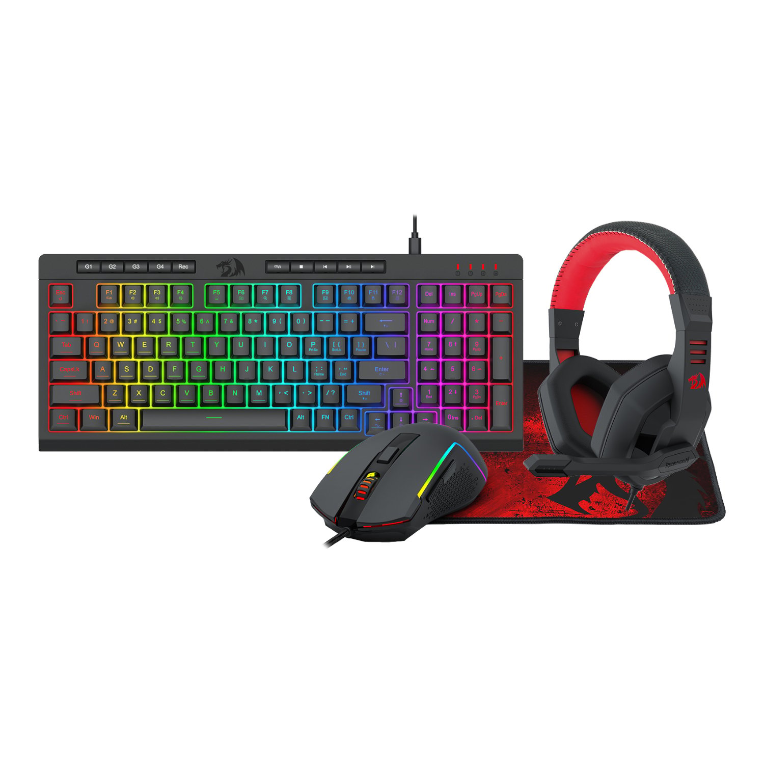 Redragon 4-in-1 Keyboard Mouse Mousepad Headset Gaming Combo